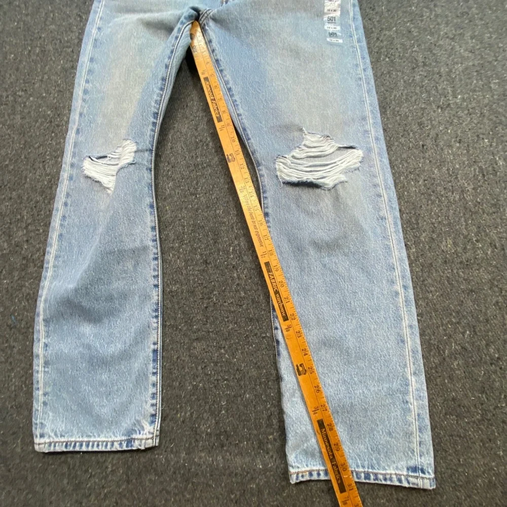 Levi 501 Original Jeans Sz 32 Mens Blue Grunge Distressed Straight Leg Pants